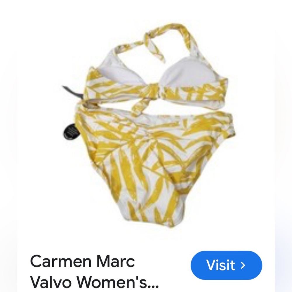 Carmen Marc Valvo Geometric Yellow and White Bikini - Picture 14 of 14